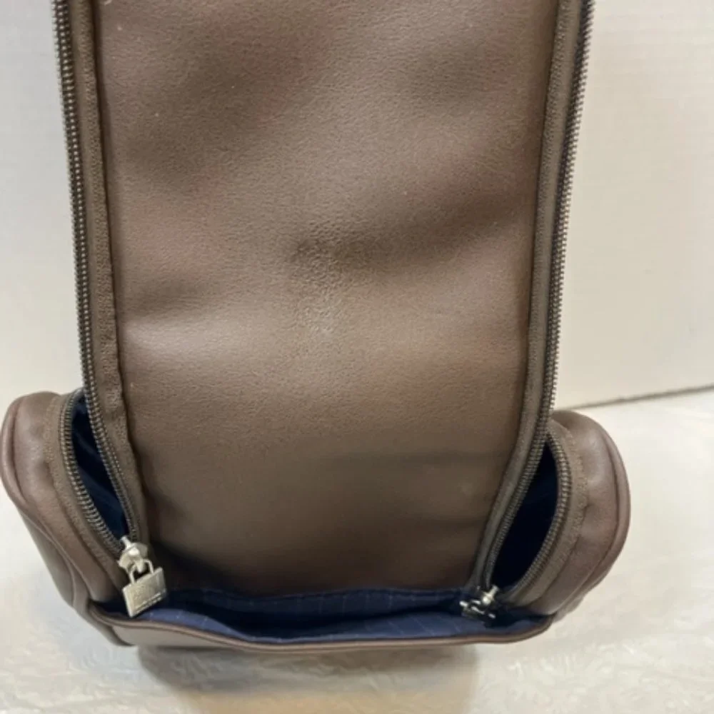 United Global First Airline Brown Toiletry Shaving Cosmetic Zip Travel Bag7x7.5